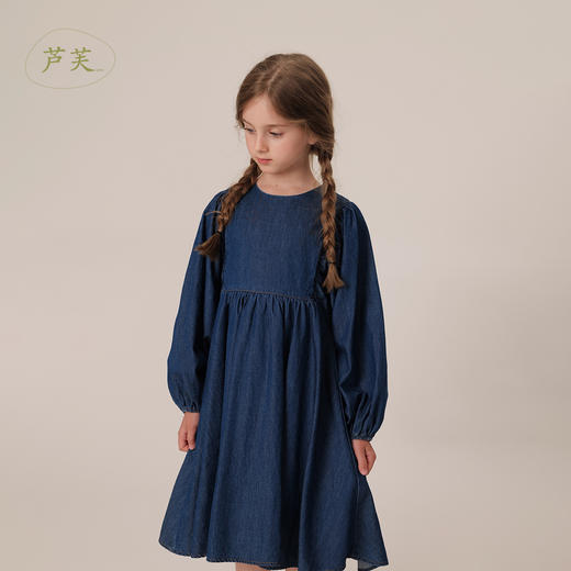 【马克珍妮 芦芙】秋装新款 灯笼袖纯棉牛仔连衣裙 231582 商品图0