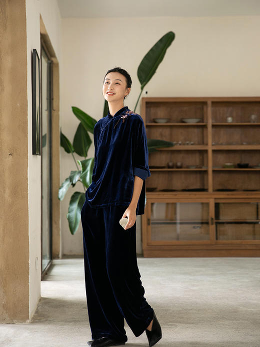 牧衣游原创丝绒净色长裤宽松 限量福利款------ 倚东风【不支持会员折】 商品图3