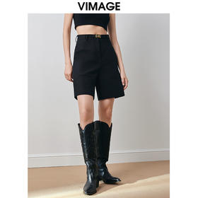 VIMAGE纬漫纪冬季新款时尚休闲通勤百搭简约直筒显瘦短裤V2005619