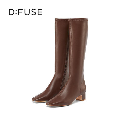 Dfuse迪芙斯冬季新款摩登弹力及膝瘦瘦靴高跟长靴DF34117043 商品图5