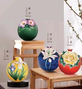 【6F】法蓝瓷 瓷瓶 牡丹/莲花/鸢尾/木槿