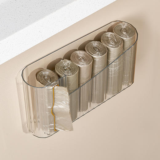 「四色可选！壁挂式」垃圾袋收纳盒壁挂厨房浴室免打孔可抽取垃圾袋收纳整理盒 商品图3