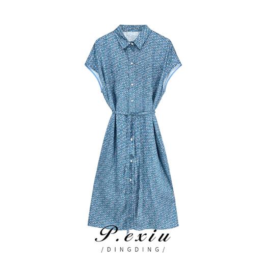 04-1潘依绣丁丁宠粉【蓝风铃】夏季新款优雅气质显瘦连衣裙 20945T 商品图0