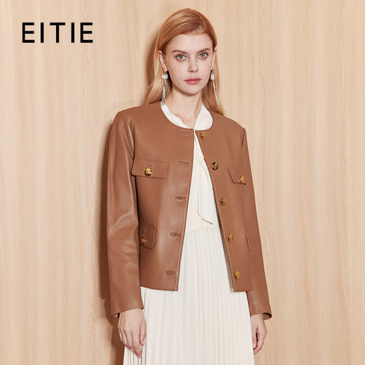 EITIE爱特爱冬季新款气质羊毛羊皮革皮衣外套7193803 商品图0