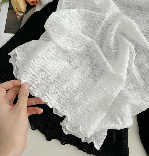 老米优品/小仙女的蕾丝衫《温柔泡泡蕾丝仙气打底衫》精美的小树叶花型无比治愈~~亲肤弹力好。T230907B 商品图2