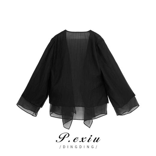 04-3潘依绣丁丁宠粉【现货】0329PanYiXiu/潘依绣 【蓦然香兰】中式风宽松舒适V领薄款长袖上衣 SH5013 商品图2