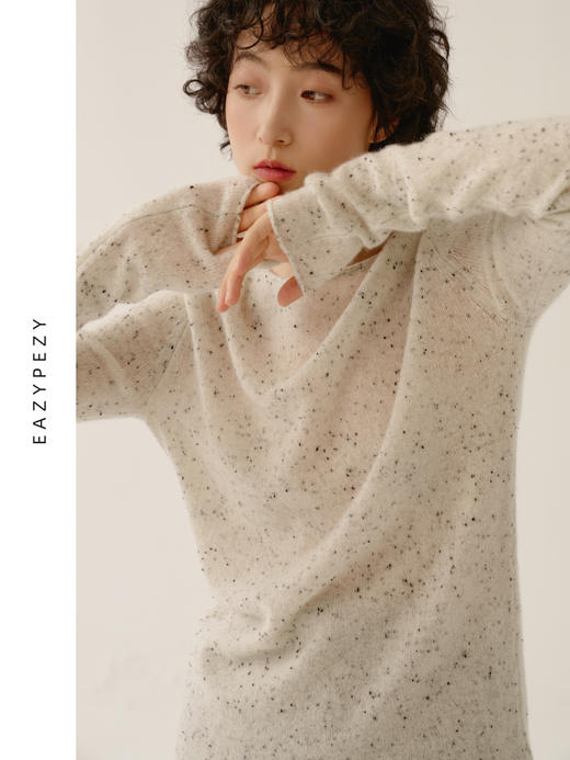 EAZYPEZY 2023AW 一字领点子纱羊绒衫 商品图2
