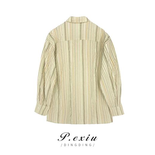 03-2潘依绣丁丁宠粉 【清秋美人】设计款绒面竖条纹秋冬衬衫  Z2321 商品图1