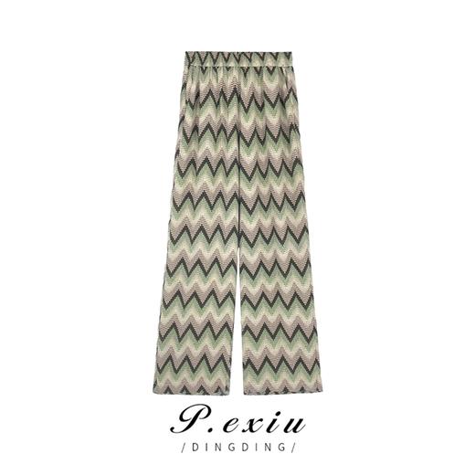 04-6潘依绣丁丁宠粉【浪花朵朵】显瘦松紧腰菱格垂感休闲裤 SH5036 商品图0