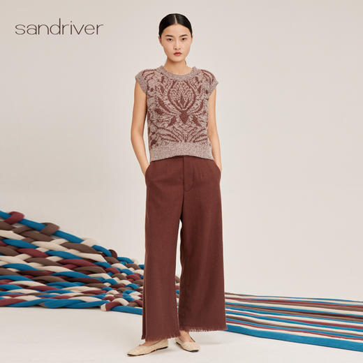 羊绒流苏边休闲女裤SJF95W656W 商品图2