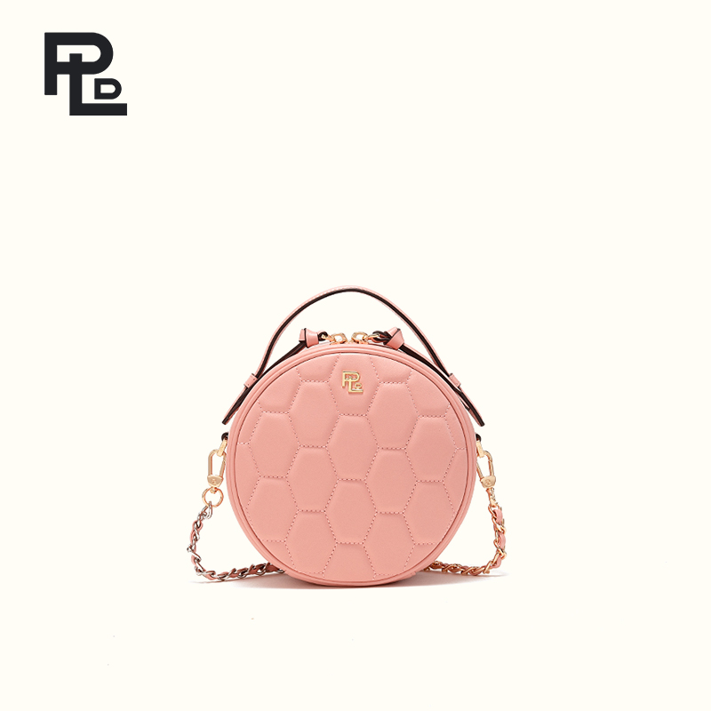 保兰德PLD东方雅奢PLD系列菱格小圆包女斜挎小香风网红包包女圆形链条包通勤必备女包