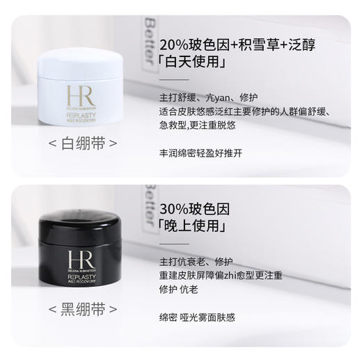 【高浓度玻色因面霜组】HR/赫莲娜黑绷带面霜晚霜5ml+白绷带日霜5ml小样组合 商品图3