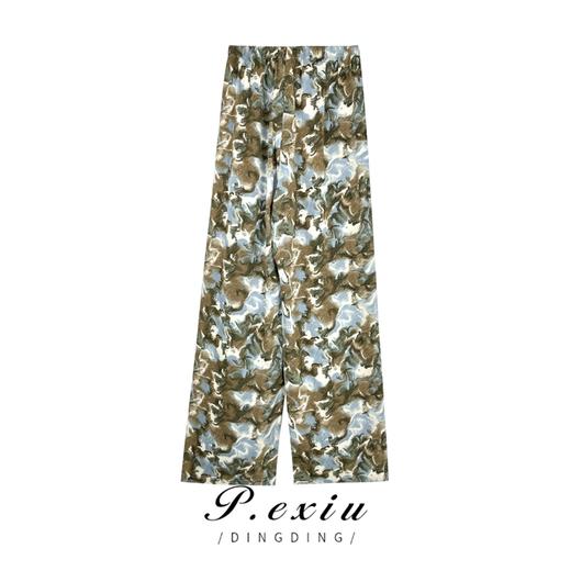 01-1潘依绣丁丁宠粉  夏季薄款印花时尚百搭松紧腰直筒休闲裤 Q1538 商品图1