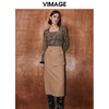 VIMAGE纬漫纪冬季新品高腰纯色显瘦设计小众半身裙V2006619 商品缩略图1