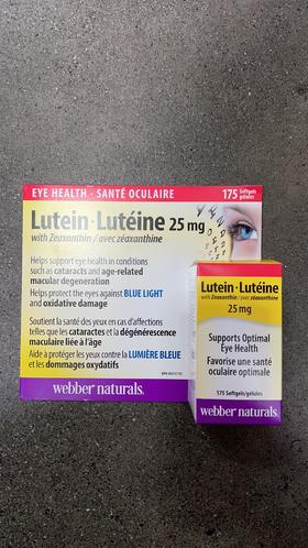 特价！新版加量特价！Webber叶黄素护眼胶囊（Lutein）175粒 25mg 包邮 温哥华直邮