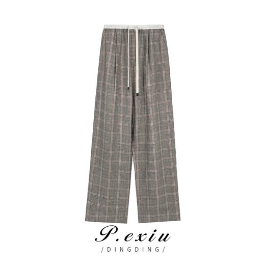 03-4潘依绣丁丁宠粉麻-料-夏季抽绳松紧腰时尚百搭显瘦休闲裤 MY23134 商品图0