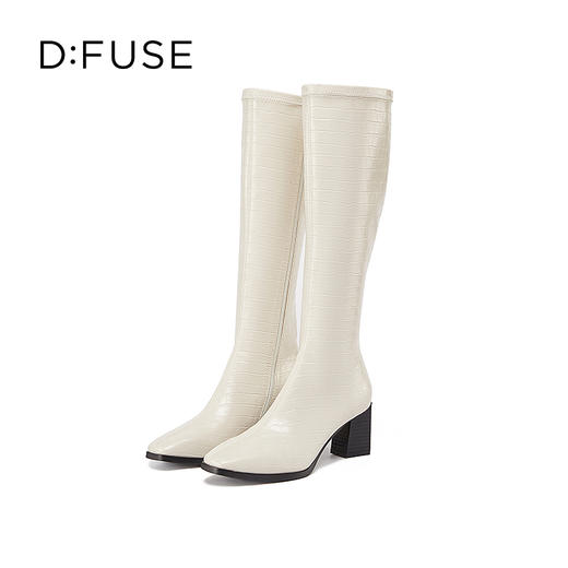 Dfuse迪芙斯冬季新款百搭弹力及膝高靴瘦瘦靴高跟长靴DF34117049 商品图5