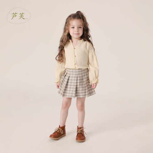 【马克珍妮 芦芙】春装新款 女童全棉花边小立领衬衫230109 商品图0
