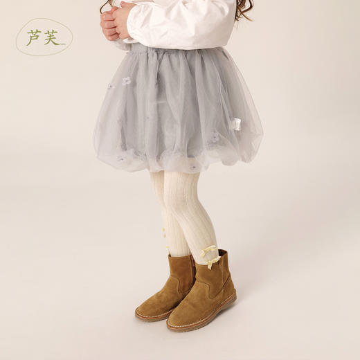 【马克珍妮 芦芙】秋装 女童立体刺绣网纱花苞半身裙短裙 231765 商品图0