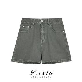 04-3潘依绣丁丁宠粉夏季水洗复古宽松简约时尚百搭阔腿牛仔短裤 D5925