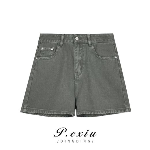 04-3潘依绣丁丁宠粉夏季水洗复古宽松简约时尚百搭阔腿牛仔短裤 D5925 商品图0