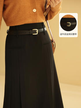 HeyDress法式黑色半身裙女秋季高腰显瘦浪漫鱼尾设计感A字半裙子