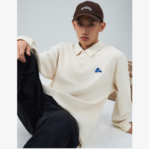 西遇长袖POLO领T恤男新款简约通勤针织面料上衣11832218 商品图2