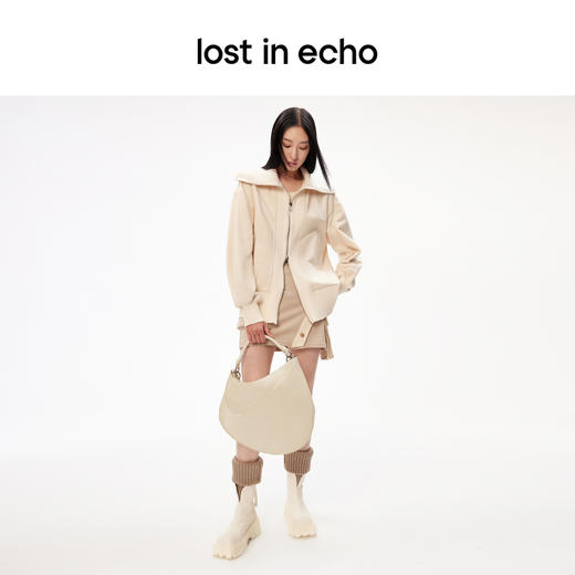 lost in echo设计师品牌大翻领设计感双开拉链宽松轮廓外套女百搭 商品图3