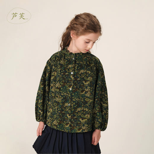 【马克珍妮 芦芙】秋装新款 法式碎花纯棉灯芯绒衬衫231553 商品图0