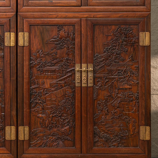 清 红木高浮雕人物故事四件柜 商品图1