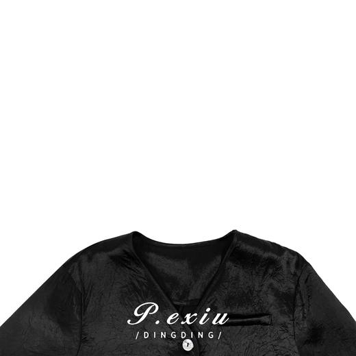 03-4潘依绣丁丁宠粉醋-酸-夏季国风纯色压褶气质休闲短袖衬衫 SH0812 商品图2