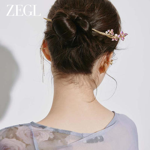 ZEGL设计师紫丁香系列古风发簪女款高级感人造珍珠新中式汉服钗子 商品图2
