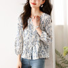 秋季新款，七分袖别致上衣女设计感小众洋气时尚碎花雪纺衬衫KQL-310H622 商品缩略图5