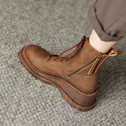 秋冬新款，厚底纯色侧拉链马丁靴HBP-3619 商品图4