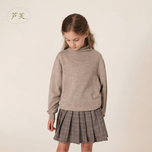 【马克珍妮 芦芙】秋装新款 女童半高领纯绵羊毛打底针织衫231920 商品图2