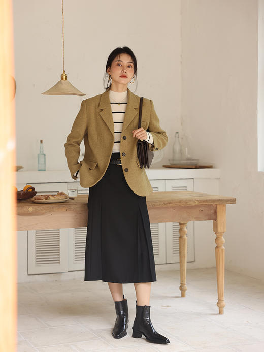 HeyDress法式黑色半身裙女秋季高腰显瘦浪漫鱼尾设计感A字半裙子 商品图2