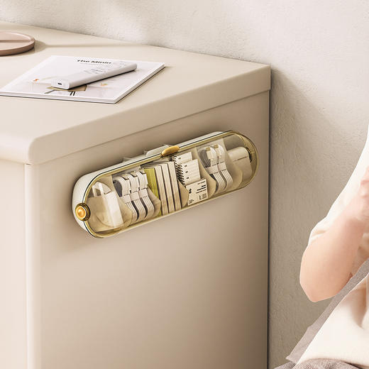 「两款配色！颜值派」磁吸手机充电器充电线整理盒居家日用桌面小物件文具收纳分格数据线收纳盒 商品图2