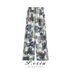 03-5潘依绣丁丁宠粉PanYiXiu/潘依绣【蝶恋花】夏季水墨印花松紧腰直筒休闲裤WH23071 商品缩略图0