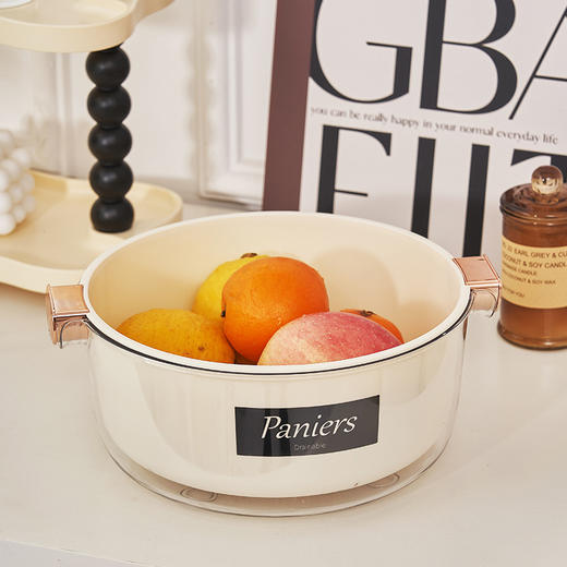 「奶油风双层沥水篮」颜值厨房好物沥水篮 双层洗菜盆蔬菜水果盘多功能收纳筐沥水碗架用品 商品图3