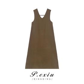 03-3潘依绣丁丁宠粉  韩版新款气质宽松休闲V领无袖连衣裙 90030