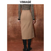 VIMAGE纬漫纪冬季新品高腰纯色显瘦设计小众半身裙V2006619 商品缩略图4