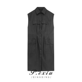 03-3潘依绣丁丁宠粉  夏季新款时尚休闲百搭多口袋小飞袖衬衫连衣裙 K2371