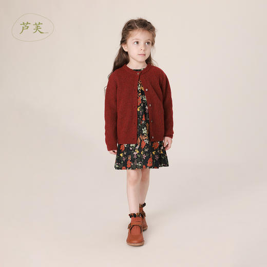 【马克珍妮 芦芙】秋装新款 女童绵羊毛柔软针织开衫221635 商品图1