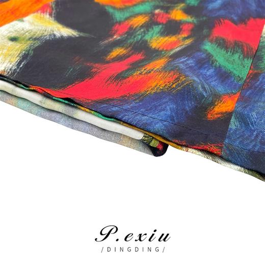 01-1潘依绣丁丁宠粉【生如夏花】油画色彩撞色休闲阔腿休闲裤 W-61428 商品图3