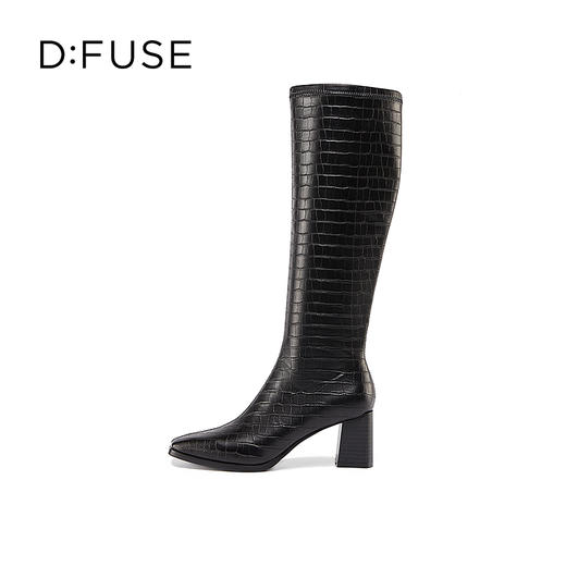 Dfuse迪芙斯冬季新款百搭弹力及膝高靴瘦瘦靴高跟长靴DF34117049 商品图7