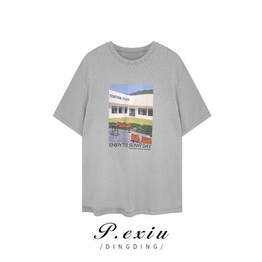 03-3潘依绣丁丁宠粉夏季印花简约百搭宽松显瘦圆领短袖T恤 Q1430 商品图0