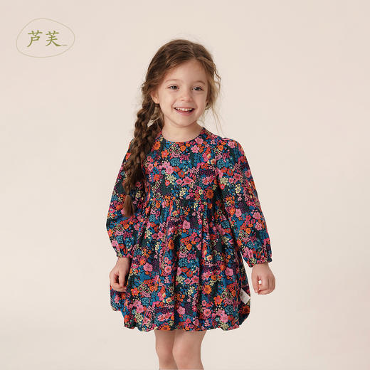 【马克珍妮 芦芙】秋装新款满底花卉纯棉花苞连衣裙 231533 商品图0