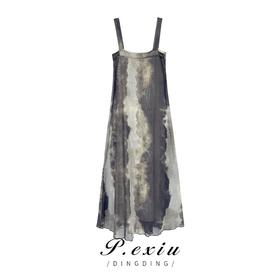 01-1 潘依绣丁丁宠粉【墨染空尘】水墨复古国风夏季设计感显瘦吊带连衣裙 Z23276