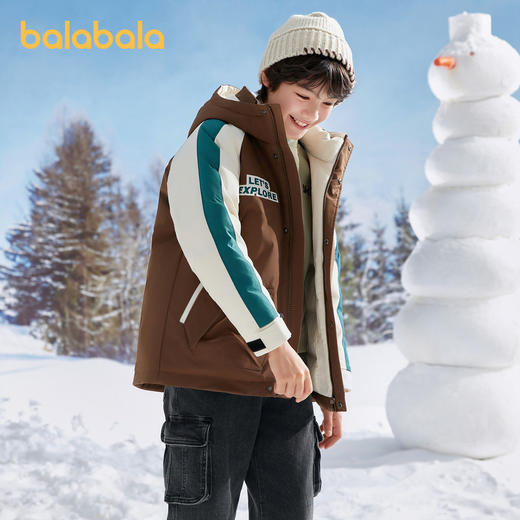 巴拉巴拉儿童羽绒服冬季新款保暖中大童男童外套潮流插肩袖 商品图1