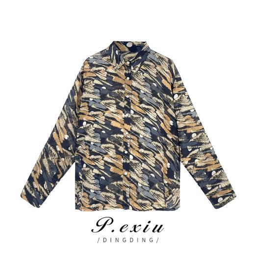 01-1潘依绣丁丁宠粉  夏季复古港风小众宽松时尚气质印花衬衫 SH5038 商品图0